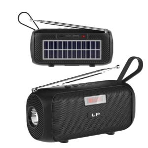 Rose SP-430 El Fenerli Taşınabilir Solar Şarjlı Bluetooth FM Radyo Hoparlör - Siyah