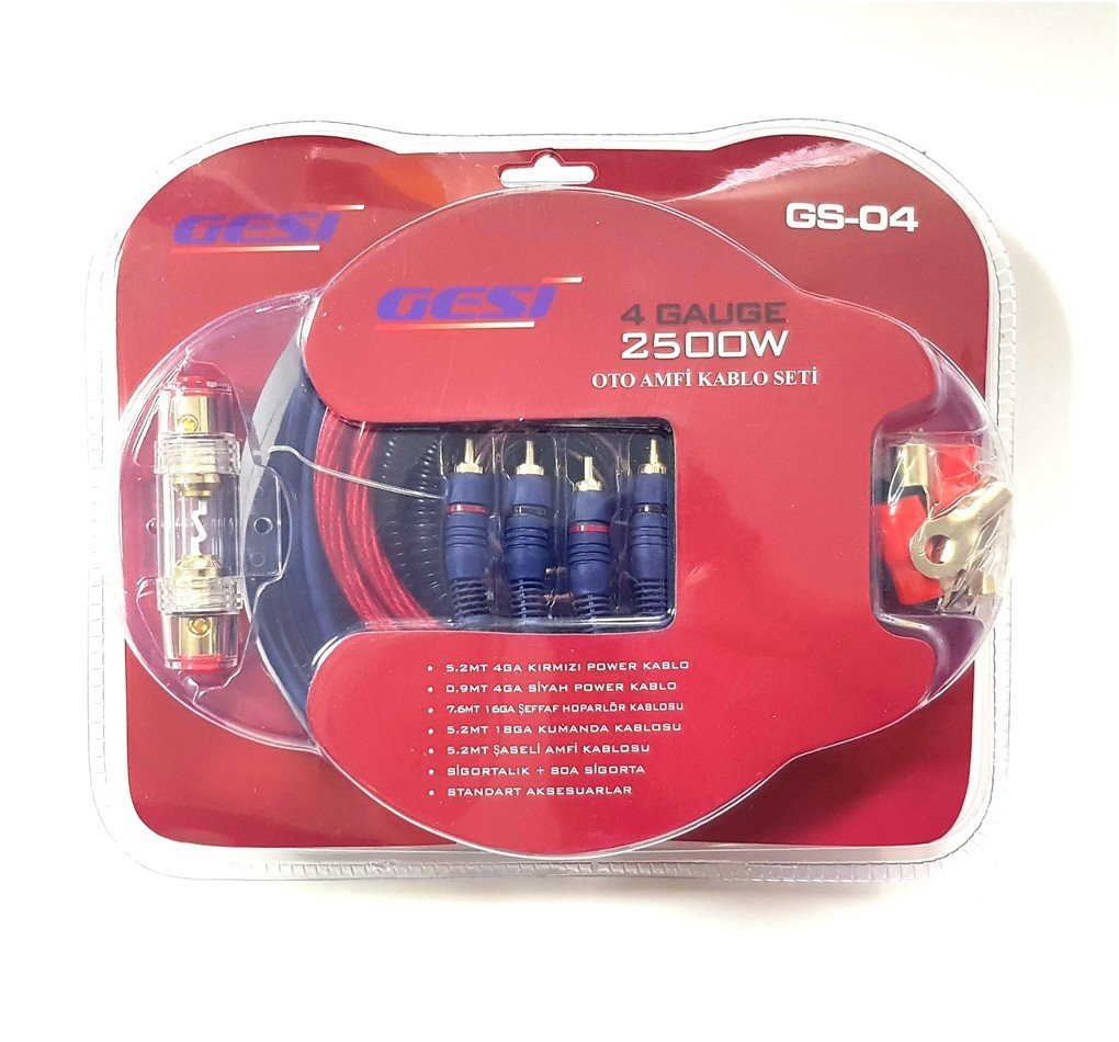 GeSi GS-04 4GA 2500W Oto Anfi Kablo Seti