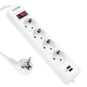 Powermaster 2Metre 4'lü Termal Akım Korumalı Priz 2xUSB Çıkışlı