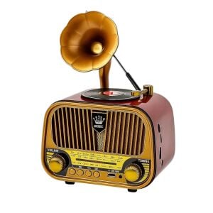 Rose SP-428 USB-SD-FM-Bluetooth Destekli Şarjlı Nostaljik Retro Radyo - Kahverengi