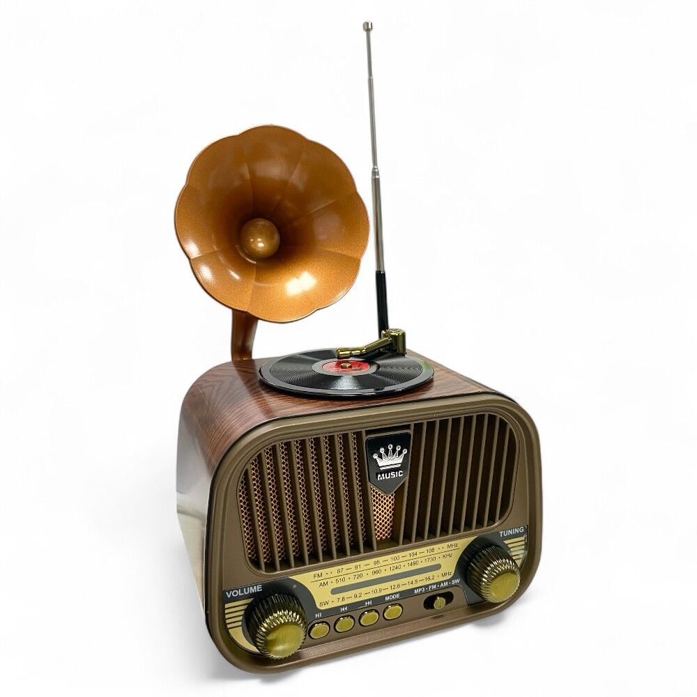 Rose SP-428 USB-SD-FM-Bluetooth Destekli Şarjlı Nostaljik Retro Radyo - Gri