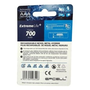 Efcell AAA 1.2V 700mA NiMh Şarjlı İnce Kalem Pil