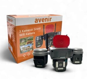 Avenir AV-S308 6MP 3 Kameralı Sirenli Wifi Kamera