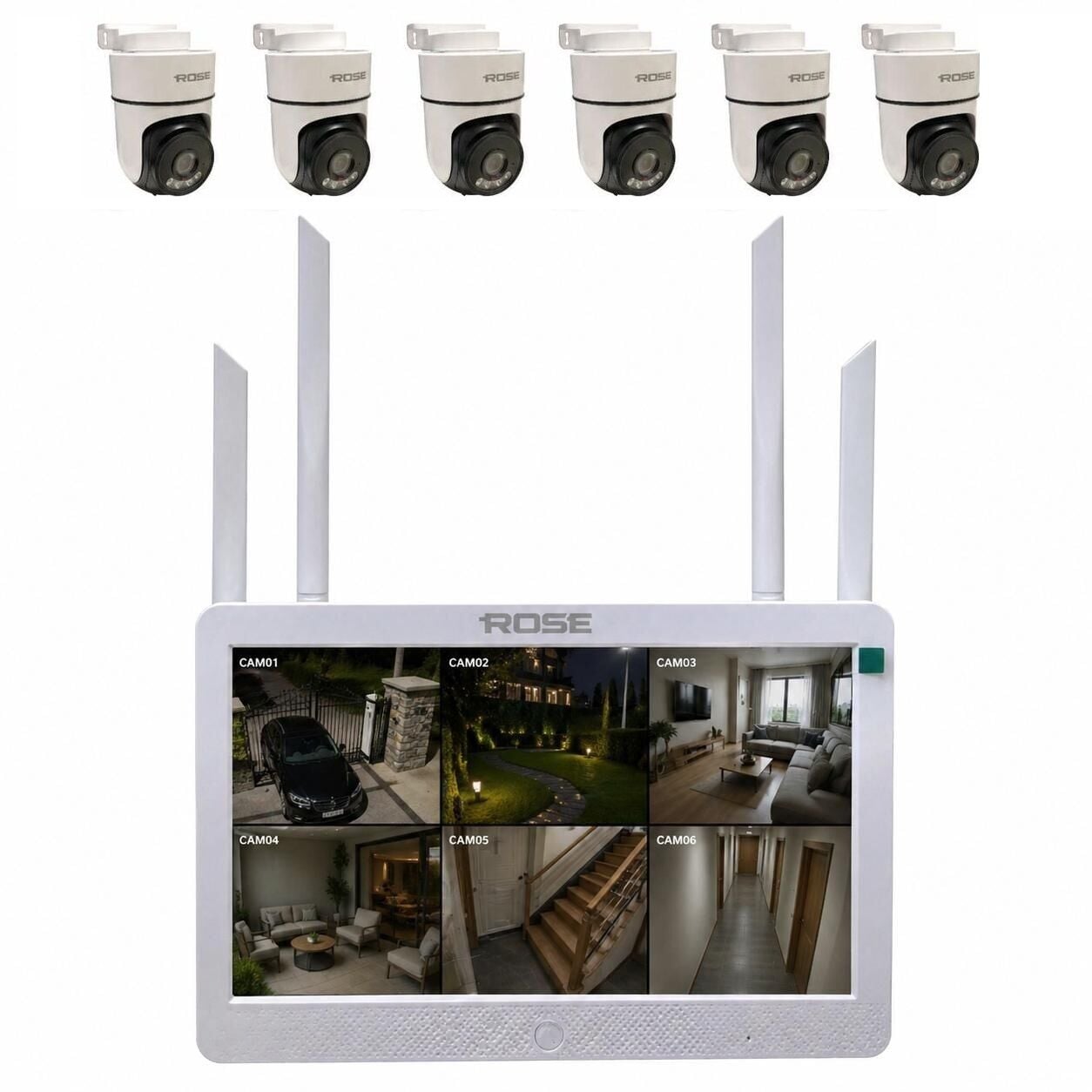 Rose 6 PTZ Kameralı 10.1'' Lcd Ekranlı Sesli Kablosuz Wifi Kamera Seti