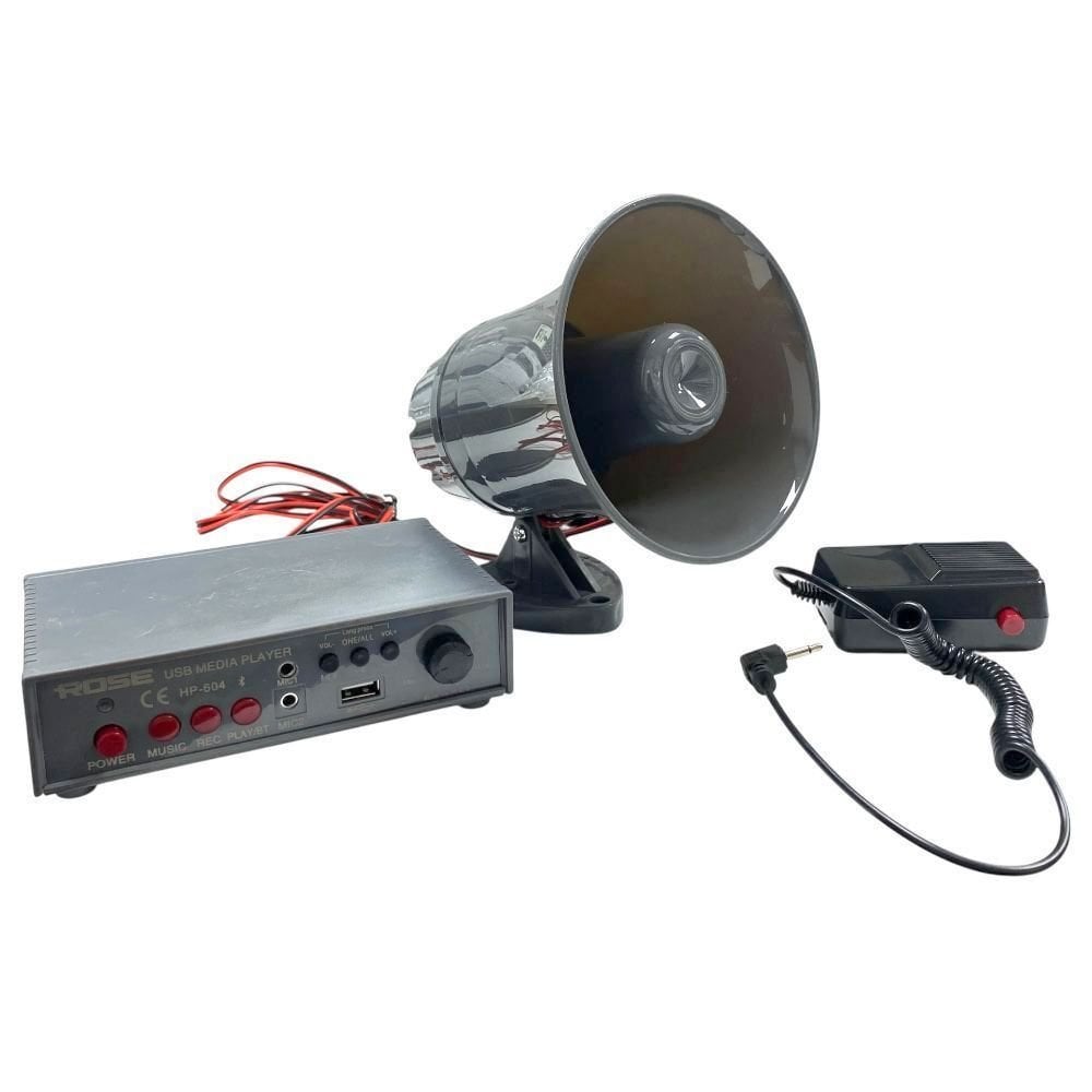 Rose HP-604 Pazarcı Anfi Seti USB Girişli-Ses Kayıtlı-Mikrofonlu