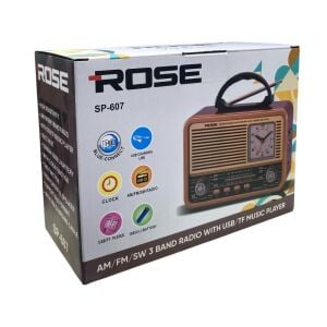 Rose SP-607 USB-SD-FM-Bluetooth Destekli Şarjlı Nostaljik Retro Radyo