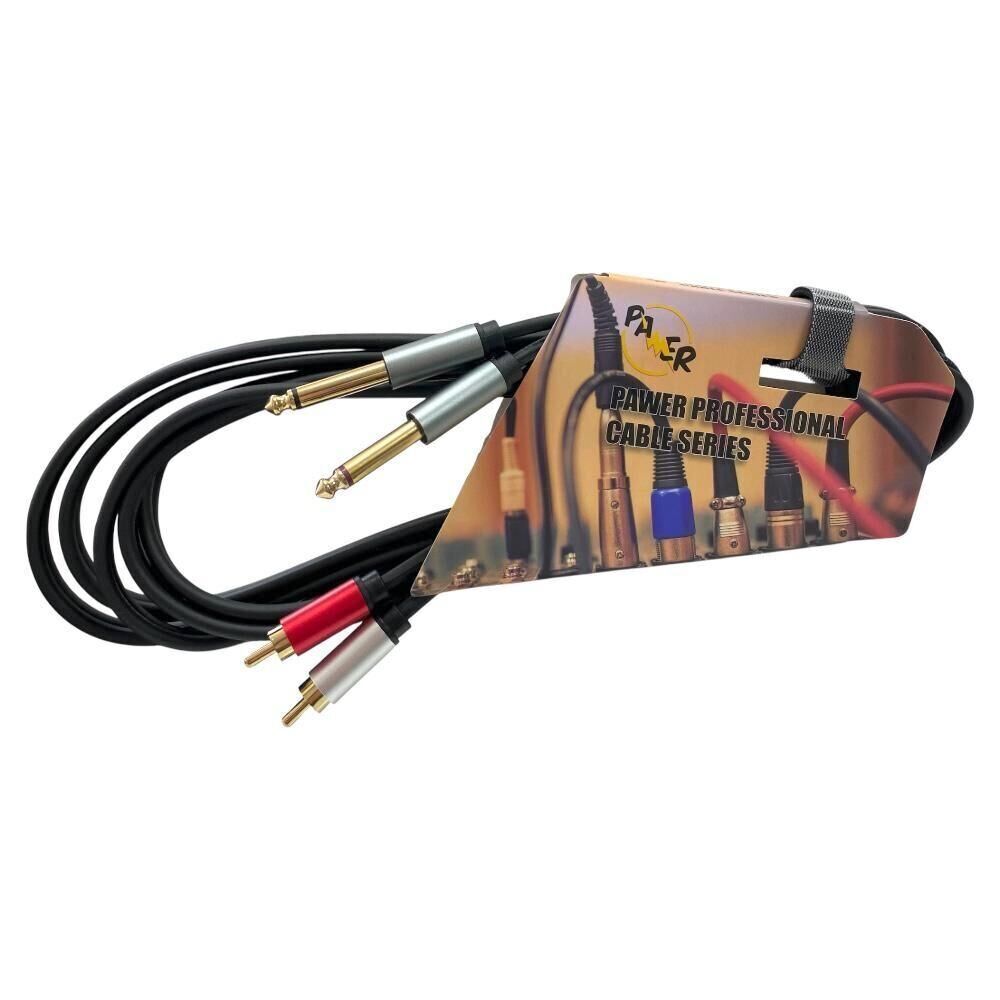 Pawer 2x 6.3mm - 2RCA Metal Jaklı Kablo - 3Metre