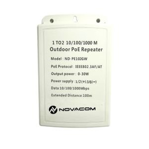 Novacom ND-PE102GW 10/100/1000Mbps 1/2 Dış Ortam POE Repeater 100mt 30W