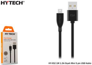 Hytech HY-X52 1mt 1.5A Siyah 5pin Mini USB Kablo