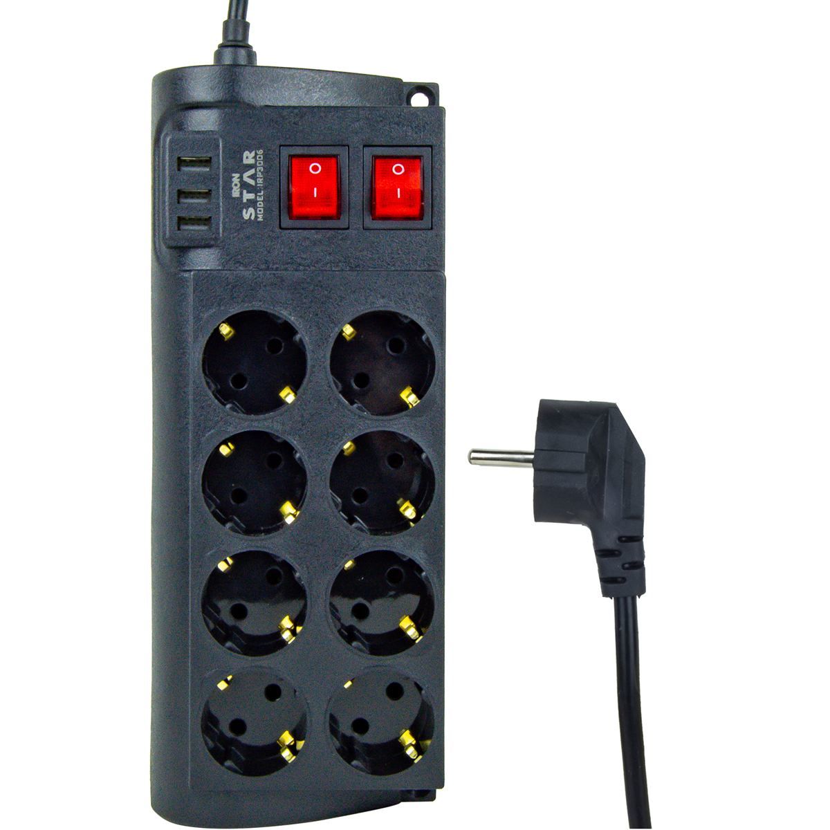 IRONSTAR 2Mt 3xUSB 8li Termal Akım Korumalı Priz 16A 4000W