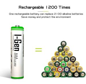 I-Gen B109 1.2V Ni-MH 900Mah AAA Şarj Edilebilir 2'li İnce Kalem Pil