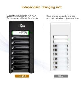 I-Gen G800 8'li AA/AAA Kalem Pil Uyumlu Type-C Giriş Akıllı Hızlı Pil Şarj Cihazı