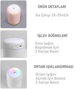 Powermaster DQ-107 H2o Usb Renkli Ortam Nemlendirici