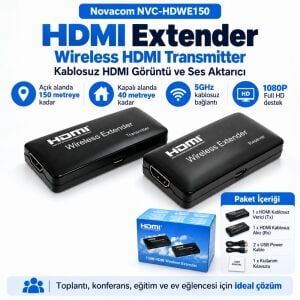 Novacom NVC-HDWE150 HDMI Extender Wireless Transmitter Görüntü ve Ses Aktarıcı
