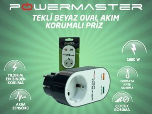Powermaster PM-16620 Tekli Akım Korumalı Priz