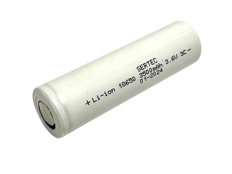 SERTEC 18650 3.6V 3500mAh 3C Li-Ion Şarjlı Pil Başlıksız Beyaz - 1Adet