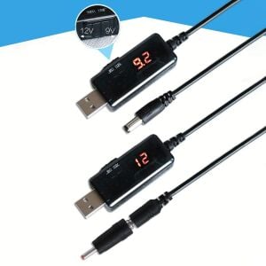 electroon 5V USB To  9V - 12V DC Çevirici Kablo 5.5x2.1mm Jak Fişli Dijital Ekranlı