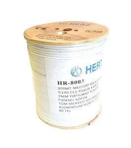 HERZ RG6U6 Uydu Anten Kablosu 80Tel 300Metre Beyaz