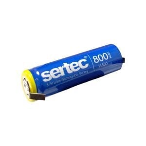 Sertec 14500 3.7Volt 800mAh Li-ion Şarjlı Kalem Pil - Puntolu