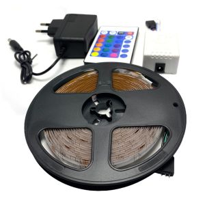electroon Silikonlu Kumandalı Adaptörlü Tek Çip Rgb Şerit Led 5Mt