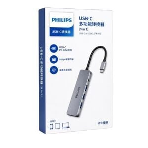 PHILIPS SWR1607K/93 Type-C 4Port USB 3.0 Hub Çoklayıcı + 60W PD Hızlı Şarj Destekli