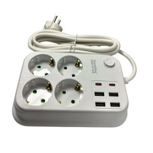 ShowMax SH-4629 2Mt 4xUSB 4lü Termal Akım Korumalı Priz 10A 2500W