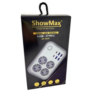 ShowMax SH-4629 2Mt 4xUSB 4lü Termal Akım Korumalı Priz 10A 2500W