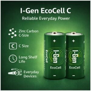 I-Gen R14 Ecocell Çinko Karbon C Boy Pil 1.5V Orta Boy Pil 2'li Paket