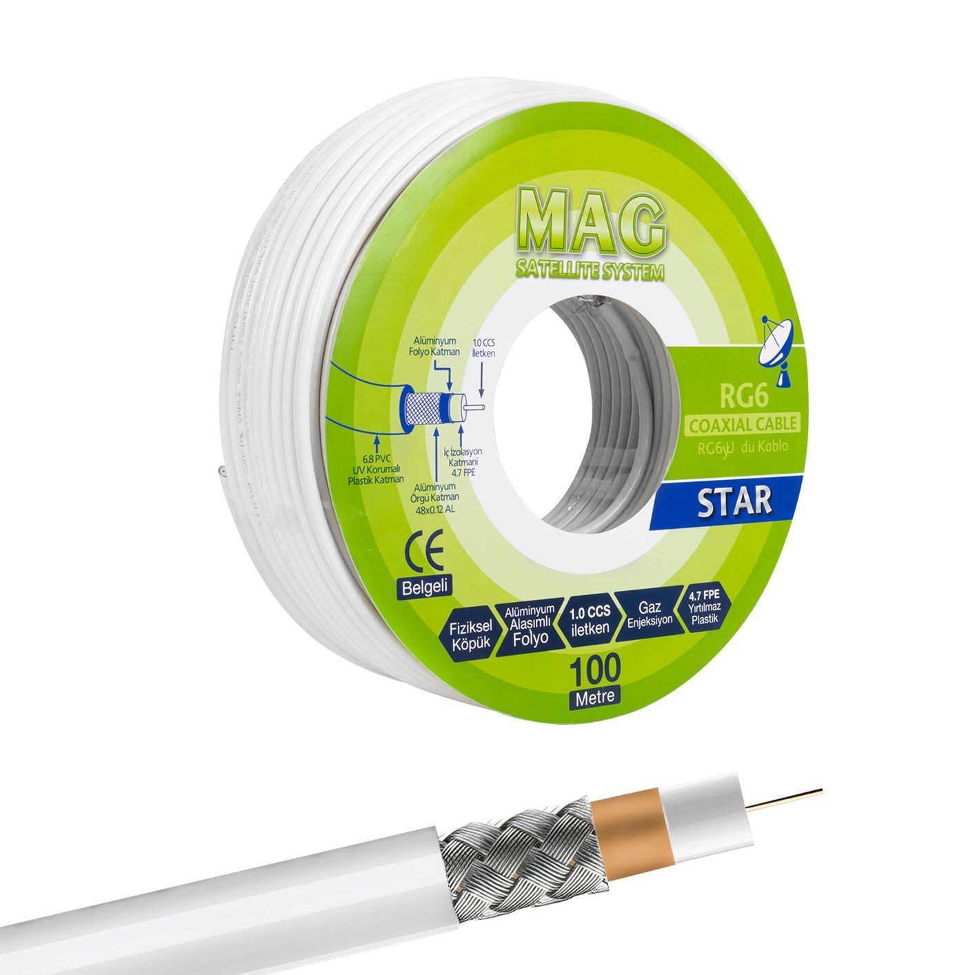 Mag RG6-U4 İthal Anten Kablosu 100Metre