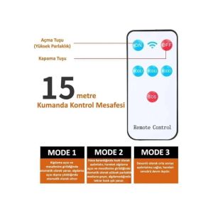 WellHise 1200-2 Solar Kumandalı Çift Pilli Ledli Sokak Bahçe Lambası