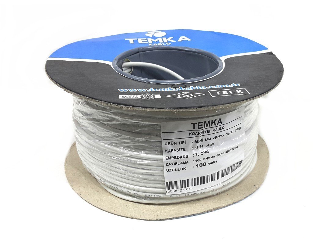 TEMKA Mini U4 CU-AL İnce Anten Kablosu 100 Metre