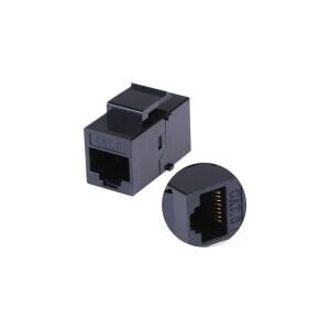 electroon Siyah RJ45 Cat6 Dişi-Dişi Ara Fiş Klipsli 8P8C - 1Adet
