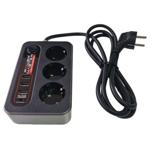 Powermaster 3xUSB Girişli 3'lü 1.8Metre Akım Korumalı Priz