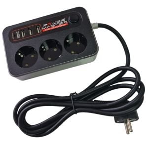 Powermaster 3xUSB Girişli 3'lü 1.8Metre Akım Korumalı Priz