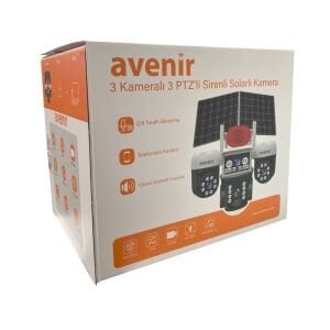 Avenir AV-S264W Beyaz 3 Kameralı 6MP Güneş Panelli Solar Wifi PTZ Kamera