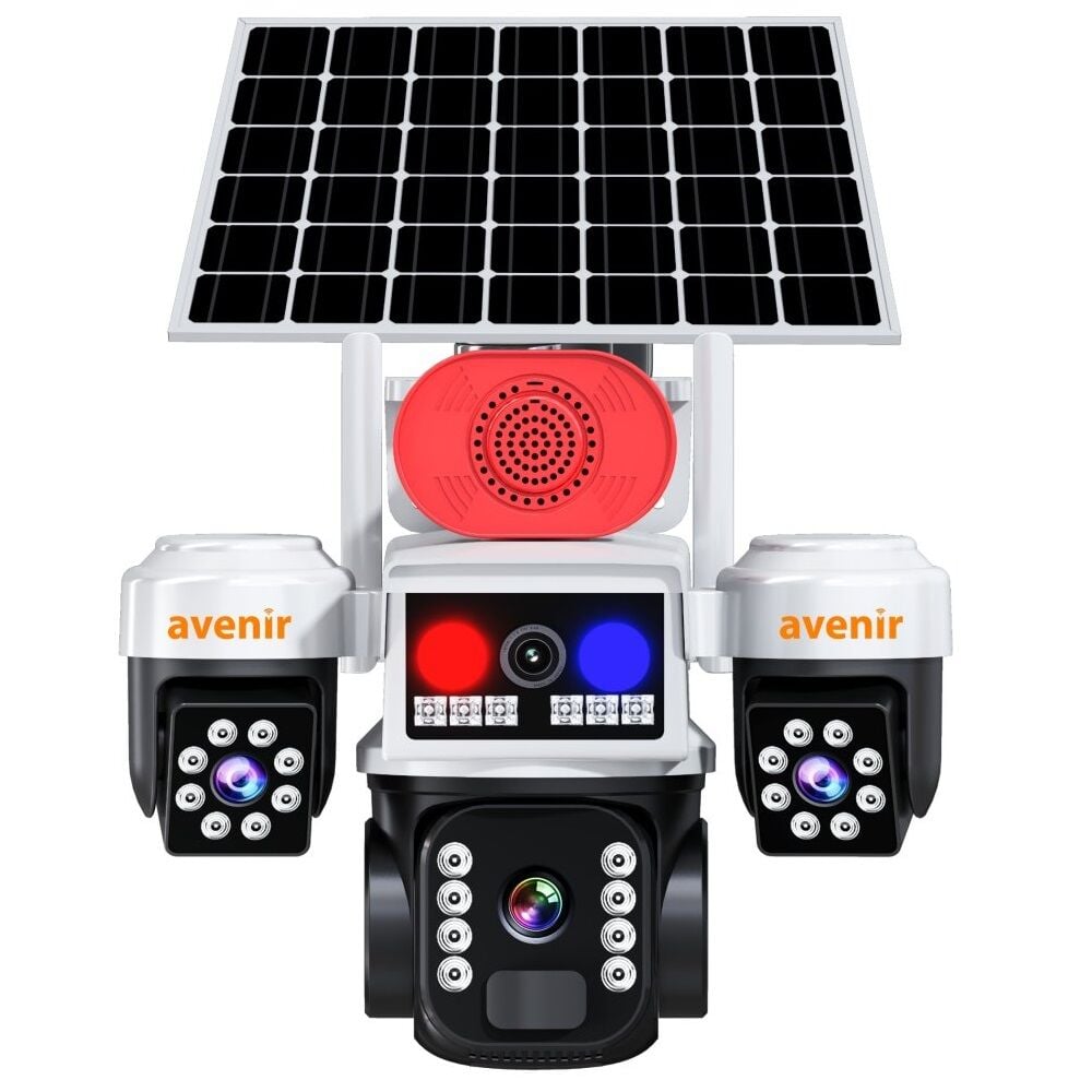 Avenir AV-S264W Beyaz 3 Kameralı 6MP Güneş Panelli Solar Wifi PTZ Kamera