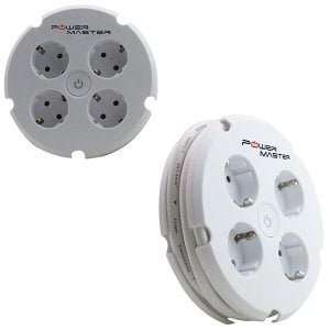 Powermaster Akım Korumalı 4'lü Yuvarlak Kasa Priz 1.5mt