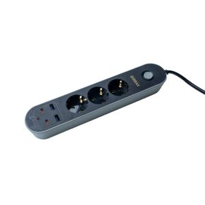 Gobax MG-106 2xUsb+2Type-C Çıkışlı 3lü 2Metre Akım Korumalı Priz