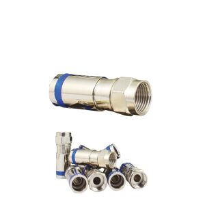 Powermaster Sıkmalı F Konnektör Mavi Çizgili - 100Adet