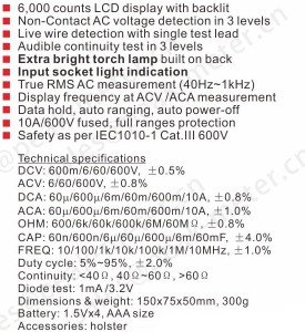 Peakmeter PM16B Auto Range Dijital Multimetre True RMS
