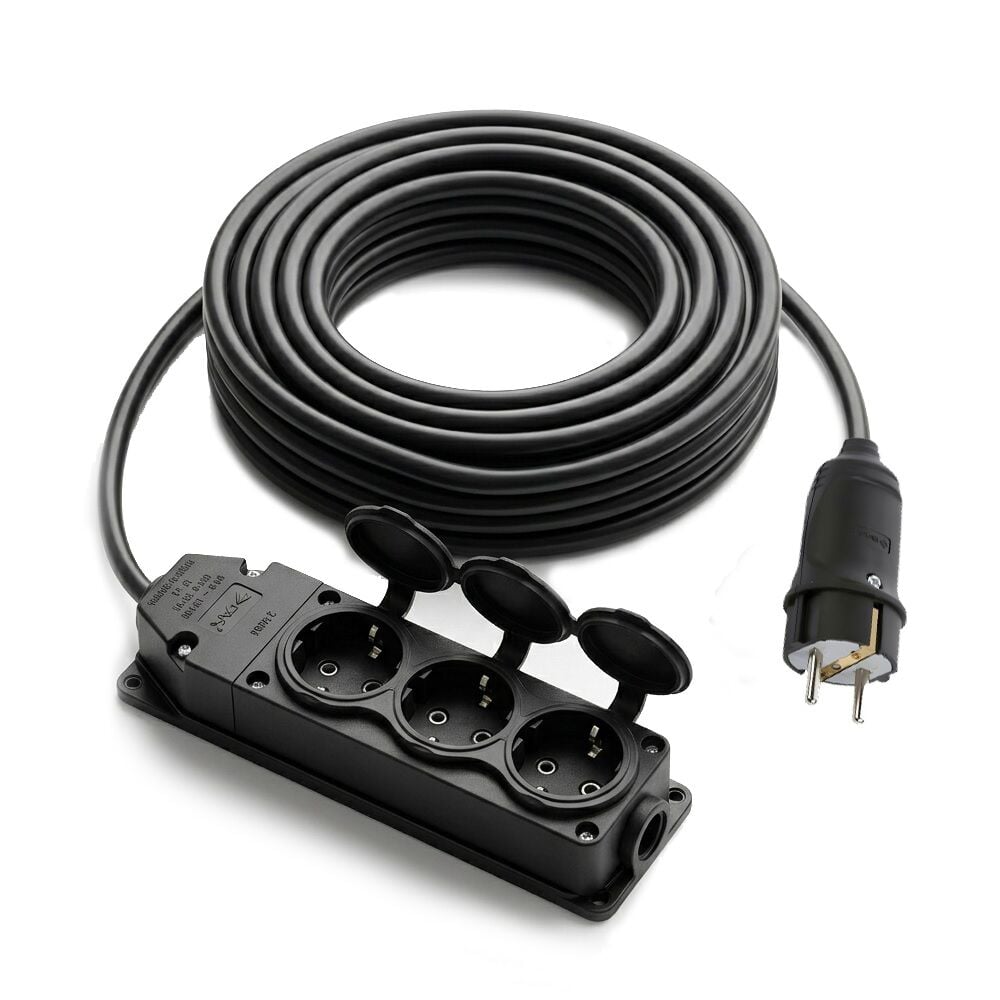 electroon 3x1.5mm 10Metre Topraklı Kauçuk Üçlü Grup Priz