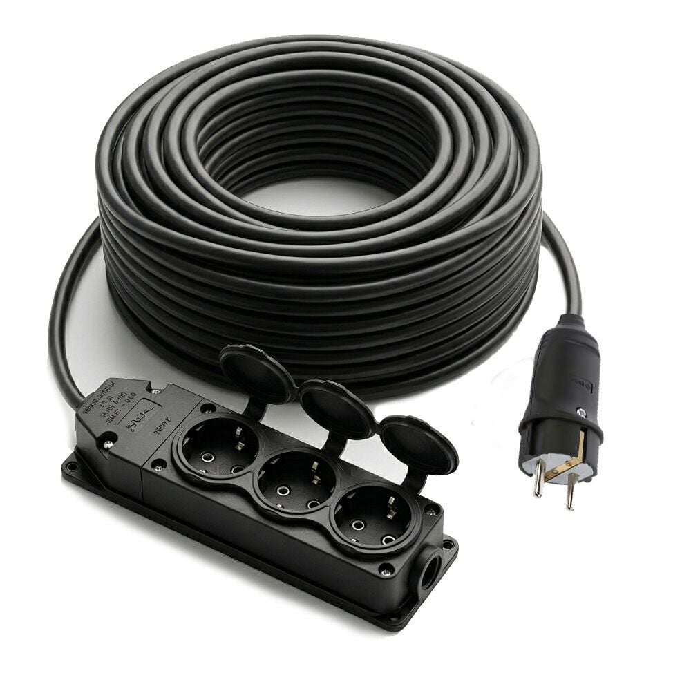 electroon 3x1.5mm 20Metre Topraklı Kauçuk Üçlü Grup Priz