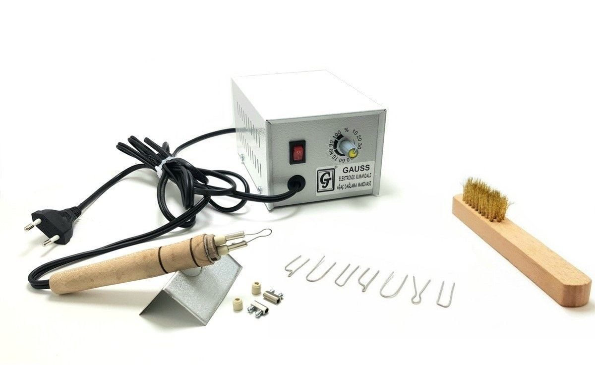 Gauss Ahşap Yakma Makinası 8 Uçlu Takım Set +Tel Fırçalı