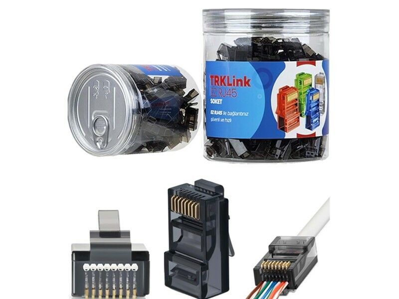 TRKLink EZ RJ45 Konnektör Siyah 100Adet