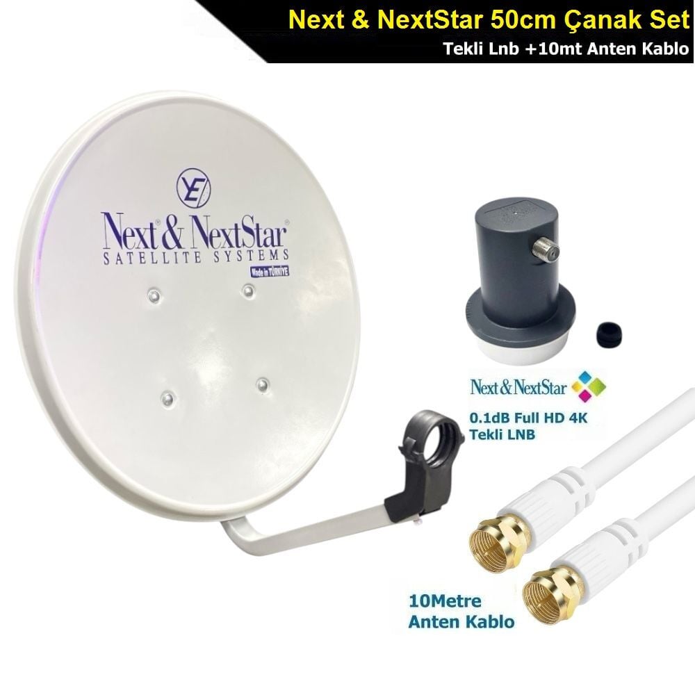 Next 50cm Ofset Çanak Anten + Next Tekli LNB + 10mt Anten Kablo