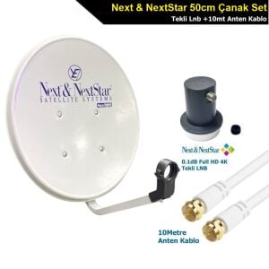 Next 50cm Ofset Çanak Anten + Next Tekli LNB + 10mt Anten Kablo