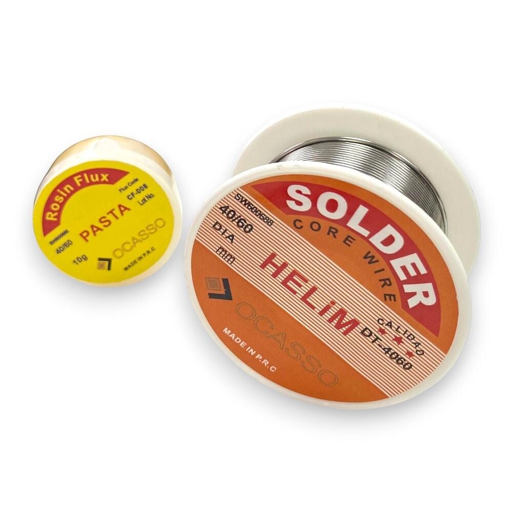 Ocasso 1.00mm 30gr 40/60 Lehim Teli ve 10gr Lehim Pasta Seti