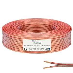 Poke Kablo PK-1170 2x0.75mm Hoparlör Kablosu 100Metre Şeffaf