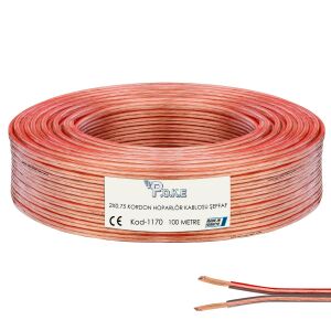 Poke Kablo PK-1170 2x0.75mm Hoparlör Kablosu 100Metre Şeffaf