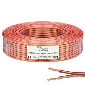 Poke Kablo PK-1182 2x2.5mm Hoparlör Kablosu 100Metre Şeffaf